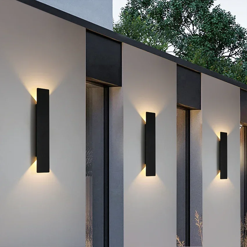 

Outdoor Waterproof Wall Lamps Strip Aluminum Lights 18W LED Black Bedroom Exterior Lighting Fixtures