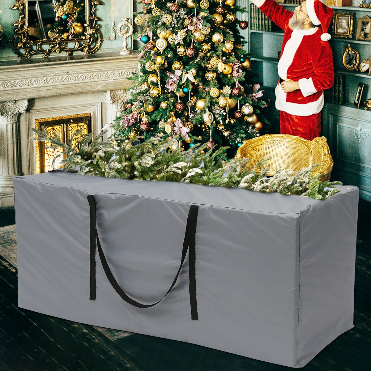 Cushion Storage Bag Large Capacity Furniture Protective Cover Waterproof Anti-UV Rectangle Rip Proof Christmas Tree Storage Bag
