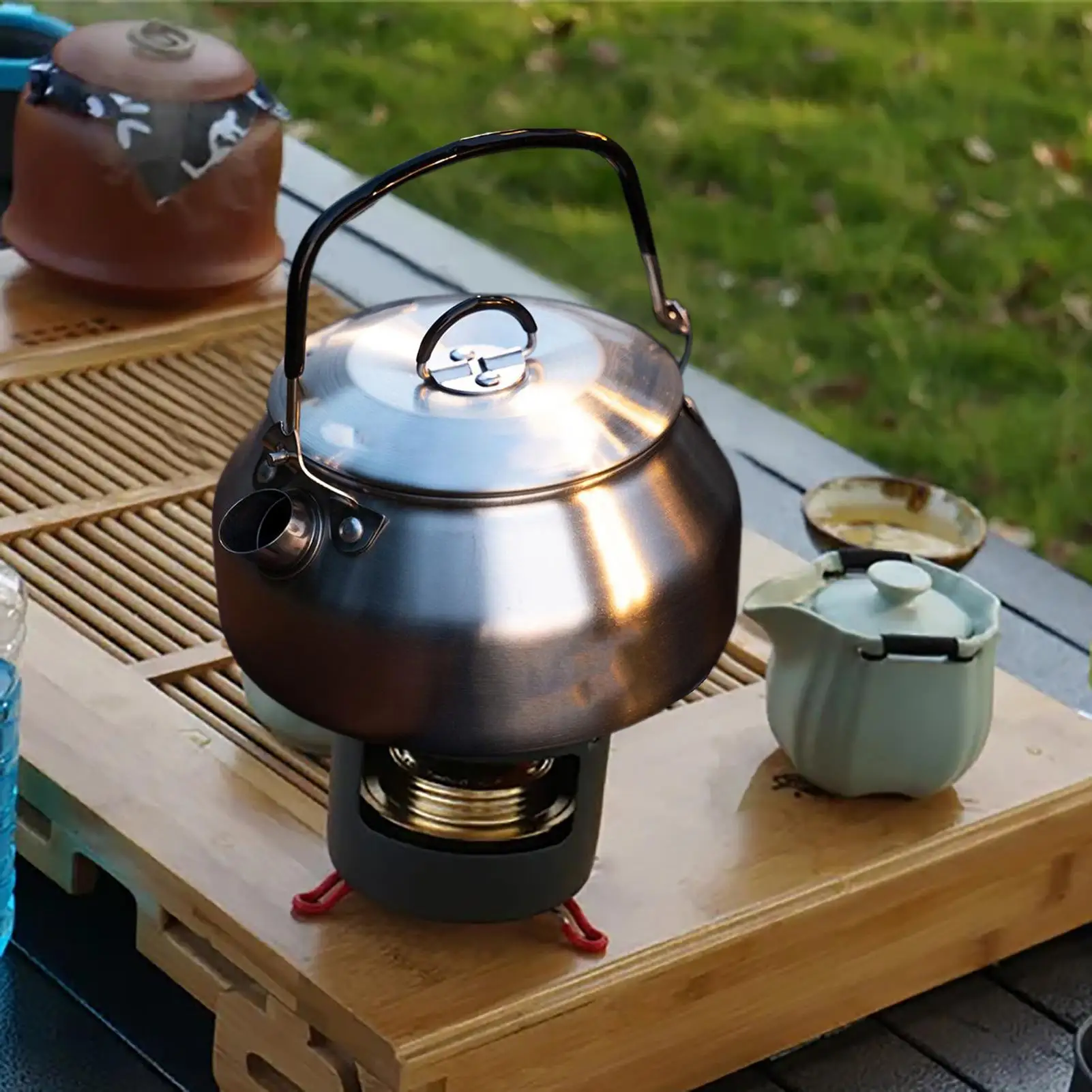 

0.8L Stainless Steel Tea Kettle, Ergonomic Handle Water Pot for Stovetop, Camping & Office, Coffee Tea Warmer Dispenser