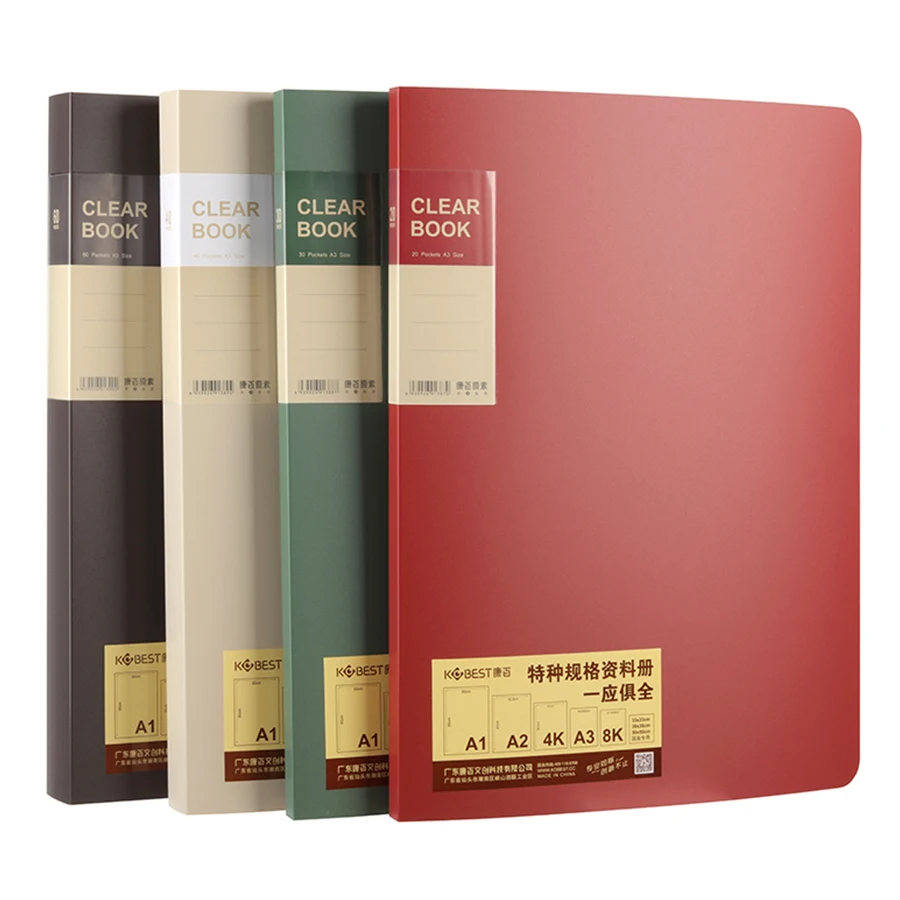 Thickened Light Retro Color A3 Document Folder Multi-color Matte Office Student 8K Large Portfolio Sketch Folder for Drawings