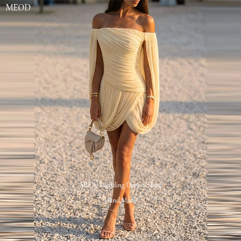 MEOD Gelbe Chiffon-Kurzballkleider, trägerlos, Dubai Fashion Homecoming-Kleider, schulterfrei, Vintage-Minikleid, individuell gestaltet