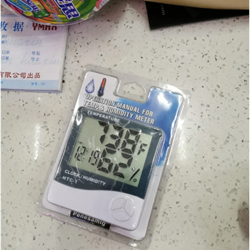 مقياس حرارة LCD الإلكتروني للرطوبة HTC-1 مقياس حرارة رقمي داخلي وخارجي