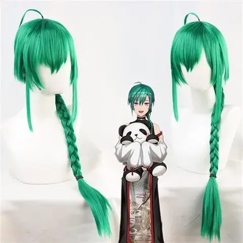 Vtuber Youtuber Hololive Cosplay Ryushen peluca de pelo verde sintético resistente al calor para Halloween accesorios para actuación en escenario