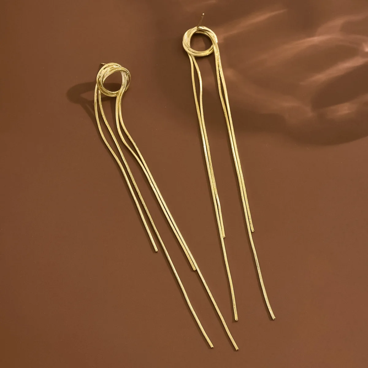 Vintage Long Tassel Drop Earrings for Women Circle Geometric Gold Color Glossy Women's Earrings Elegant Exquisite Jewelry Gifts