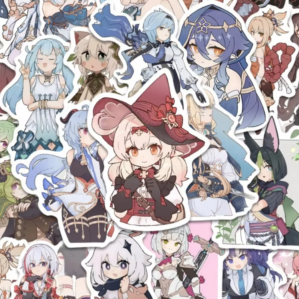 60 قطعة Kawaii Genshin تأثير الحديد انهيار الطرفية متعة ومبتكرة لعبة Q نسخة شخصية لعبة ملصق لتقوم بها بنفسك القرطاسية