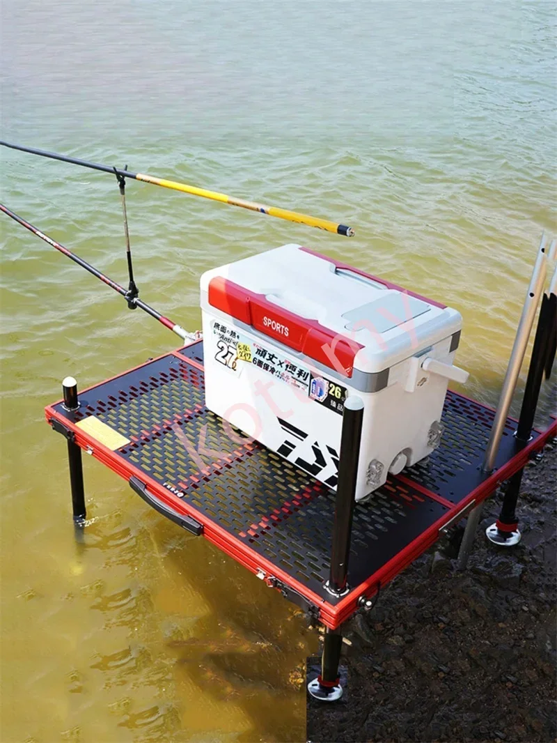 Fishing Platform Multi-functional Hollow Thickening Ultra-light Lifting Aluminum Alloy Folding Deep Water Fishing Table