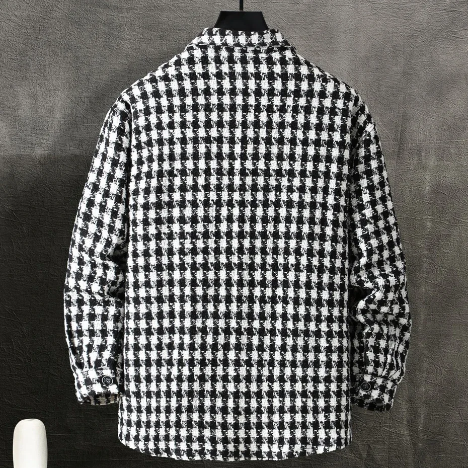 Plaid Jacket Men Plus Size 10XL Jackets Coat Spring Autumn Fashion Casual Black White Plaid Coats Male Big Size 10XL