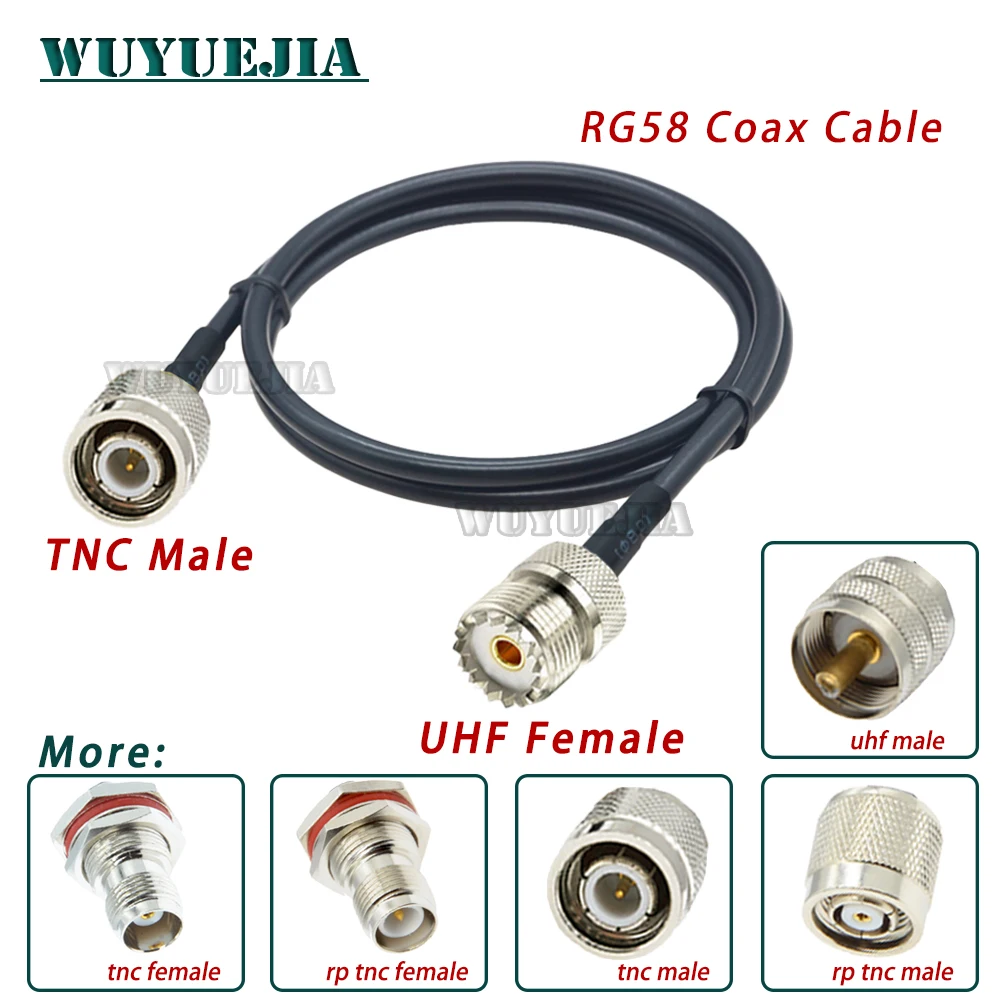 RG58 Cable PL259 UHF Male to SO239 TNC Male Plug Radio Antenna RF Extension Cable Jumper for CB Radio Ham Radio FM Transmitter