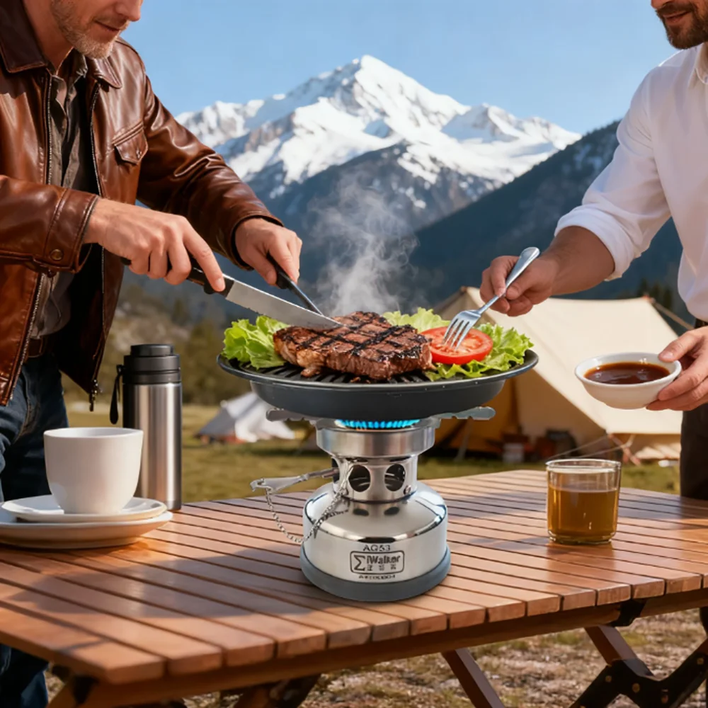 IWALKER AG53 Benzinkocher, tragbarer Mini-Campingkocher aus Edelstahl mit hoher Leistung und geräuschlosem Brenner, Outdoor-Reisen und Picknicks – Detail 25