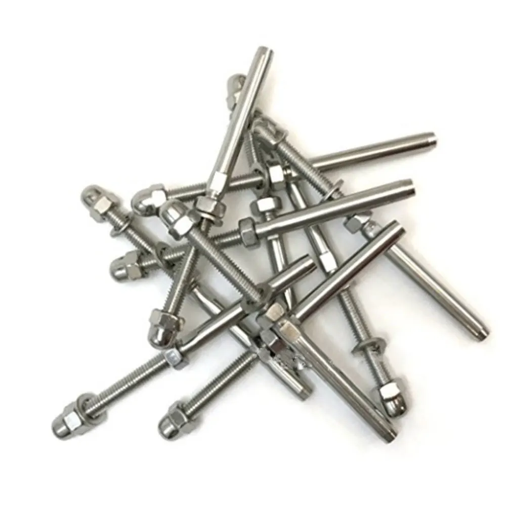 

10pcs Cable Railing Threaded Tension End Fitting Terminal 1/8 Inch Stainless Steel For Deck Stair Marine Railings T316