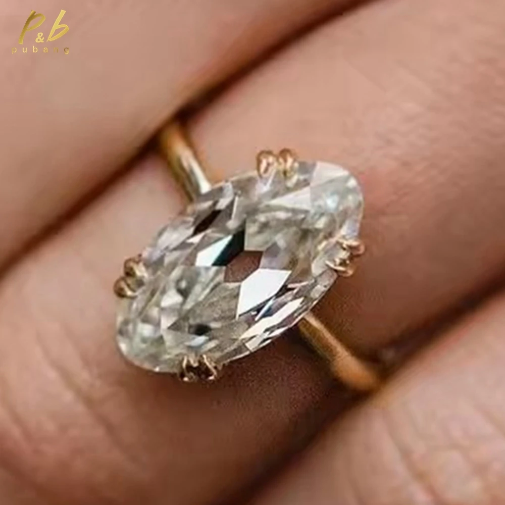 

PuBang сверкающее VVS1 3EX D цвет 8 карат овальной огранки муассанит с бриллиантами драгоценные камни 14-каратное золотое кольцо для женщин ювелирные изделия GRA подарок на помолвку