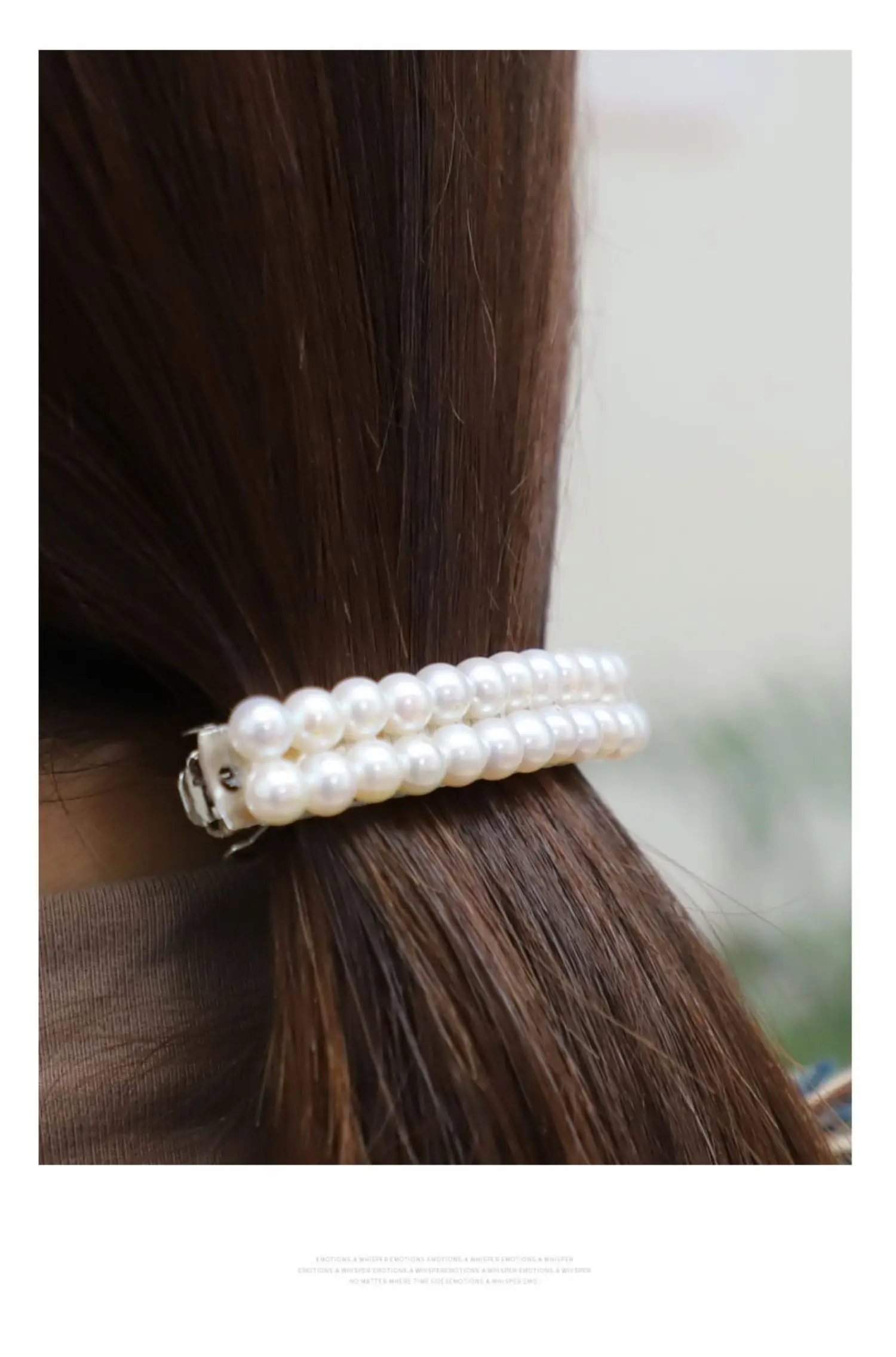 Natural pearl decorative hair clip, spring clip, ponytail clip, hair accessory, double row pearl style, AAAA6-7mm