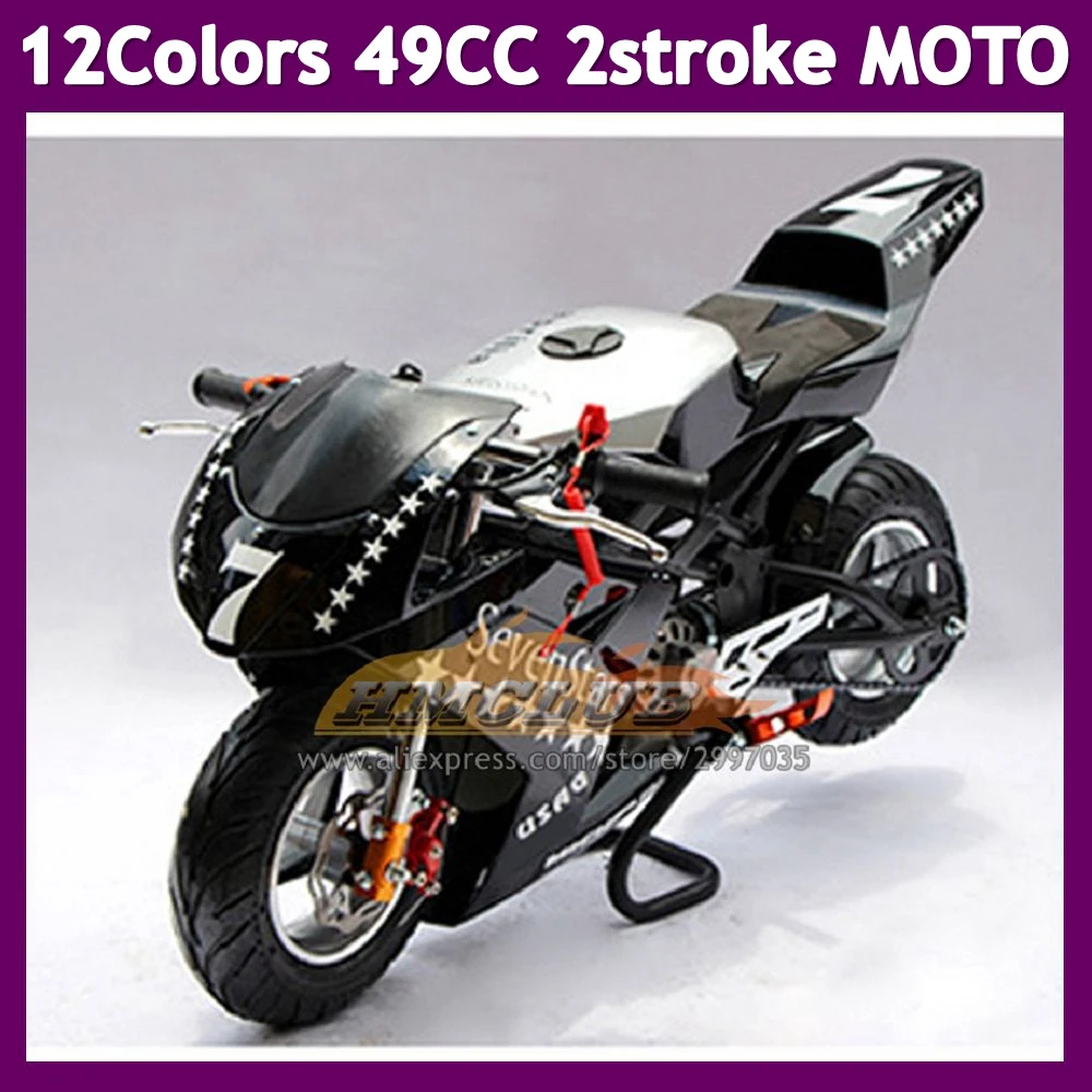 49CC 50CC 2 Stroke Gasoline Motorcycle Racing MOTO Dirt Bike Motorbike Cycle Motor Bicycle Motor Van For Adult Children Boy Girl