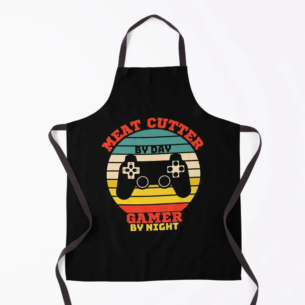 

Funny Meat Cutter Gaming Vintage - video games lovers Apron cleanings Kitchen Special Accessories Apron