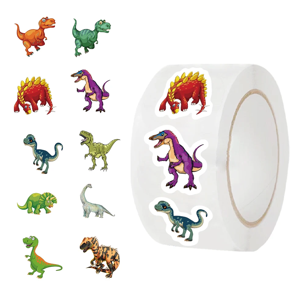 500pcs Cute Dinosaur Pattern Reward Encouragement Sticker Roll for Kids Motivational Stickers with Cute Animals for Students image 2