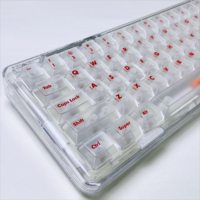122Keys Red Fonts Transparent Cherry Profile Keycaps Compatible with 60, 68, 64, 72, 75, 84, 87 Key Layouts Mechanical Keyboard