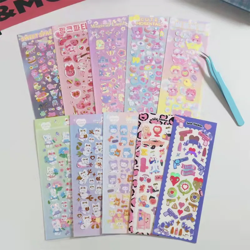 1sheet Cute Flowers Sticker Decorative Planner Diary Scrapbook Stickers Kawaii Stationery Supplies