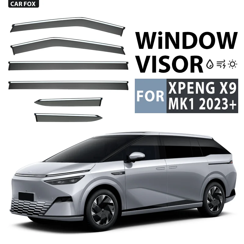 

For XPENG X9 2023+ Plastic Window Visor Vent Shades Sun Rain Deflector Guard For XPENG X9 2023+