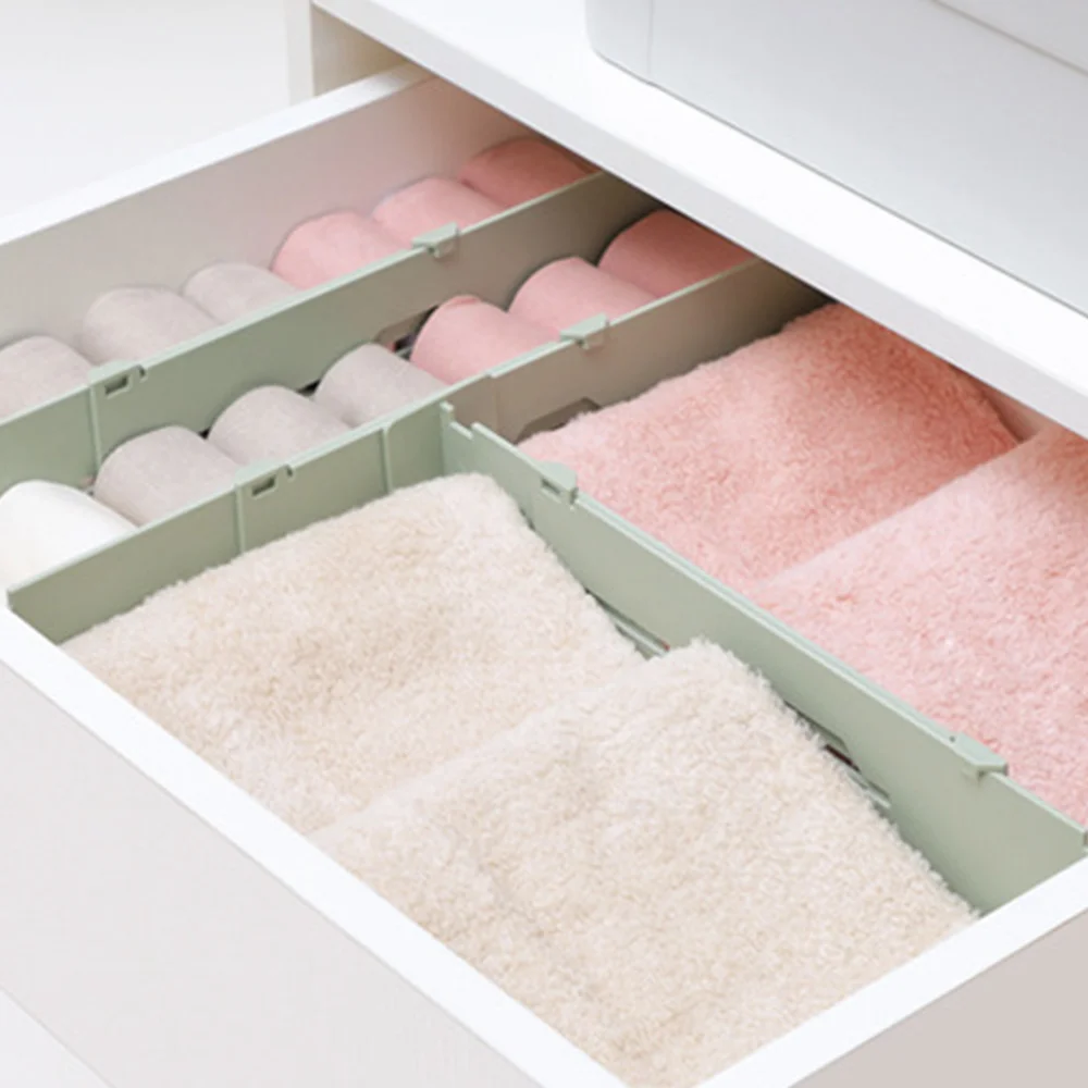 

B69C 2 шт. регулируемый разделитель ящика, органайзер для хранения нижнего белья, носков, телескопический ящик для хранения в обшивке