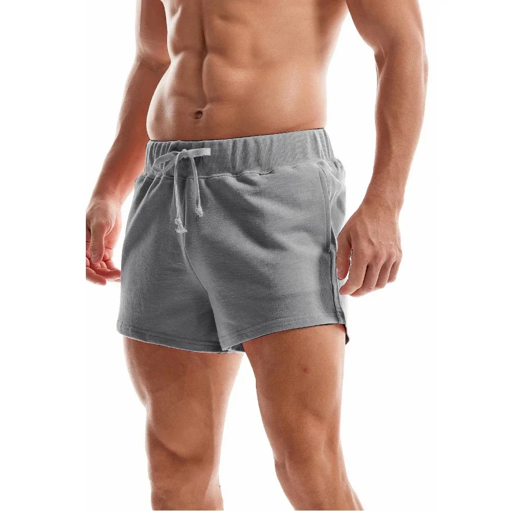 Gym Men Shorts Cotton Solid Color Jogger Athletic Clothes Summer