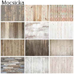 Mocsicka-Fondo de fotografía con suelo de madera, papel tapiz fotográfico para retrato de recién nacido, Alfombra de goma, accesorios decorativos blancos y marrones, cabina de estudio