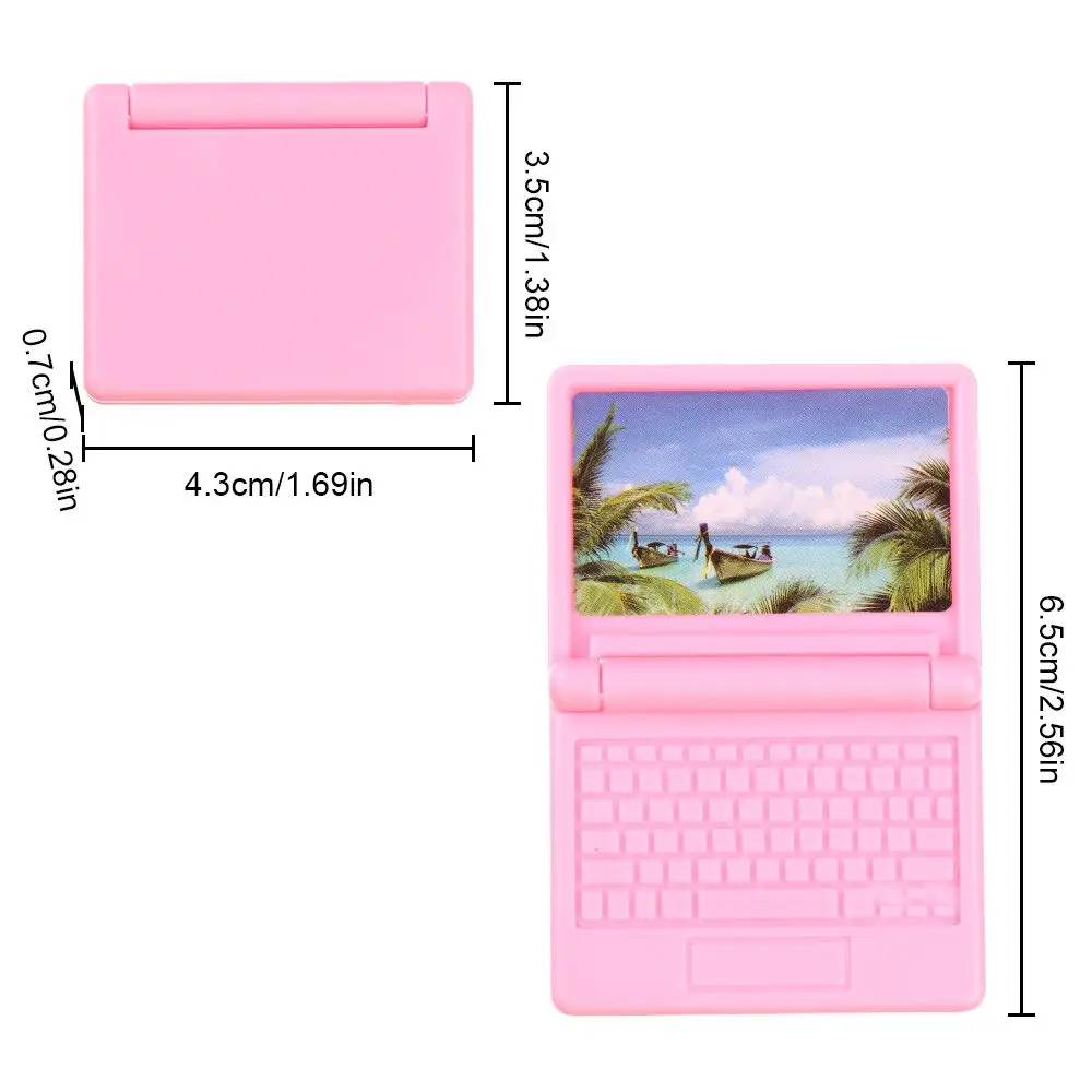 Dollhouse Miniature Modern Computer Foldable For Children Toy Furniture for Dolls Laptop Doll House Decoration Accessories