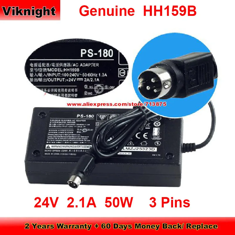 Genuine M159E AC Adapter 24V 2.1A HH159B PS-180 PS-190 M159F M159D M159B M159A for Epson TM-88 TM-T88II TM-U210 TM-U220A 3Pins