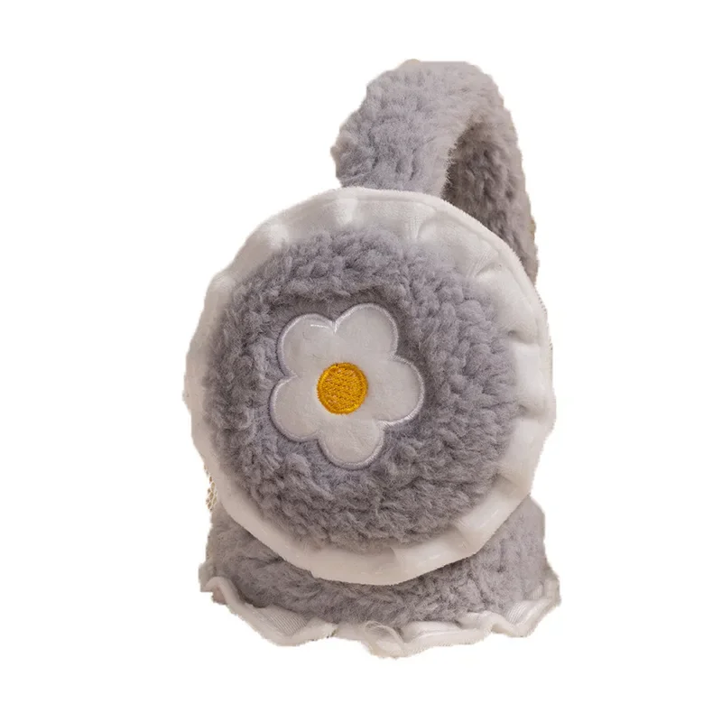 Winter New Women's Outdoor Cycling Plush Warm Eartips Cute Lace Rainbow Folding Thickened Eartips Ear Pack
