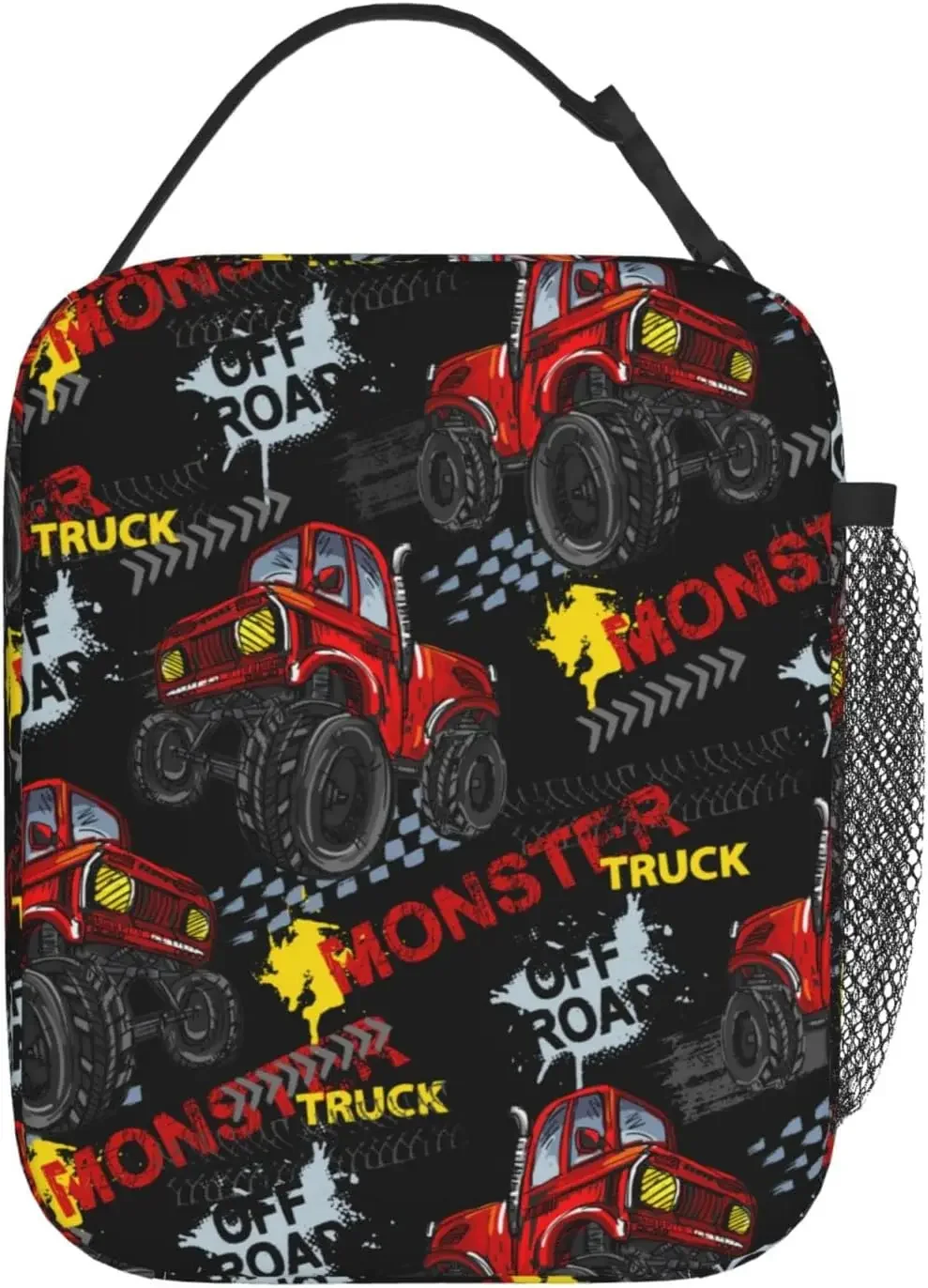 Cool Red Monster Trucks Cars Lunch Bag Insulated Lunch Box for Adults Boys Girls Durable Portable Cooler Tote for Travel Picnic