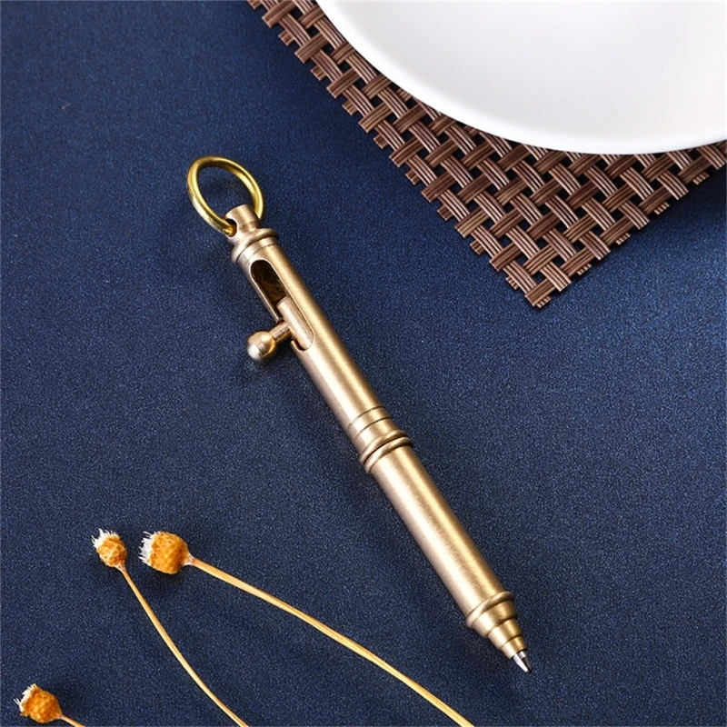 بولت عمل المعادن توقيع القلم قبضة مريحة النحاس قلم حبر جاف مع كيرينغ الكتابة بسلاسة لمكتب النساء الرجال K1KF