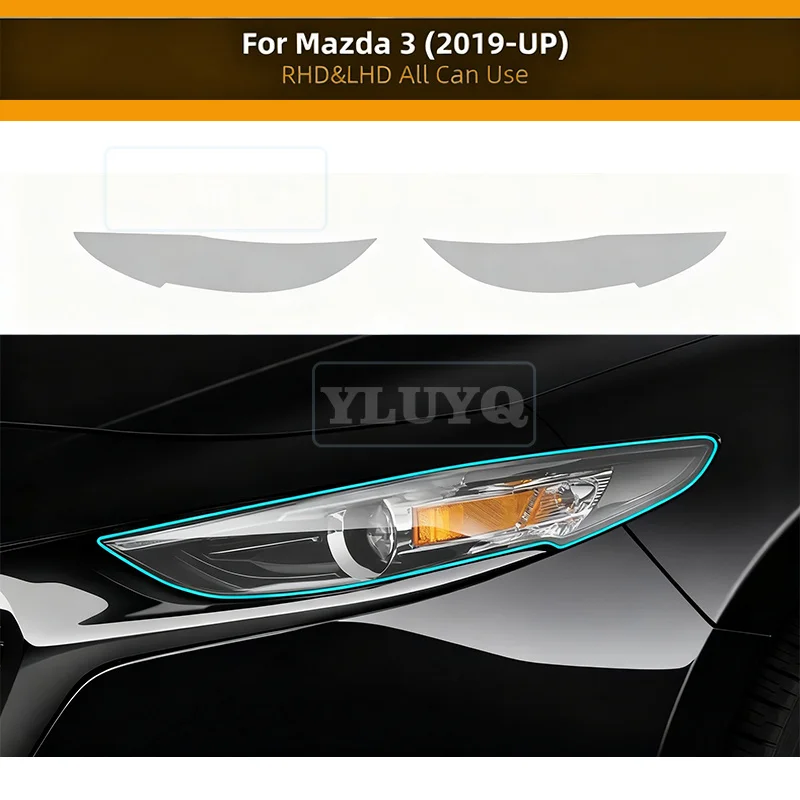 

Car Headlight Film for Mazda 3 2019-up Paint Protection Sticker Anti-scratch Exterior TPU PPF Transparent Smoked Black Repair