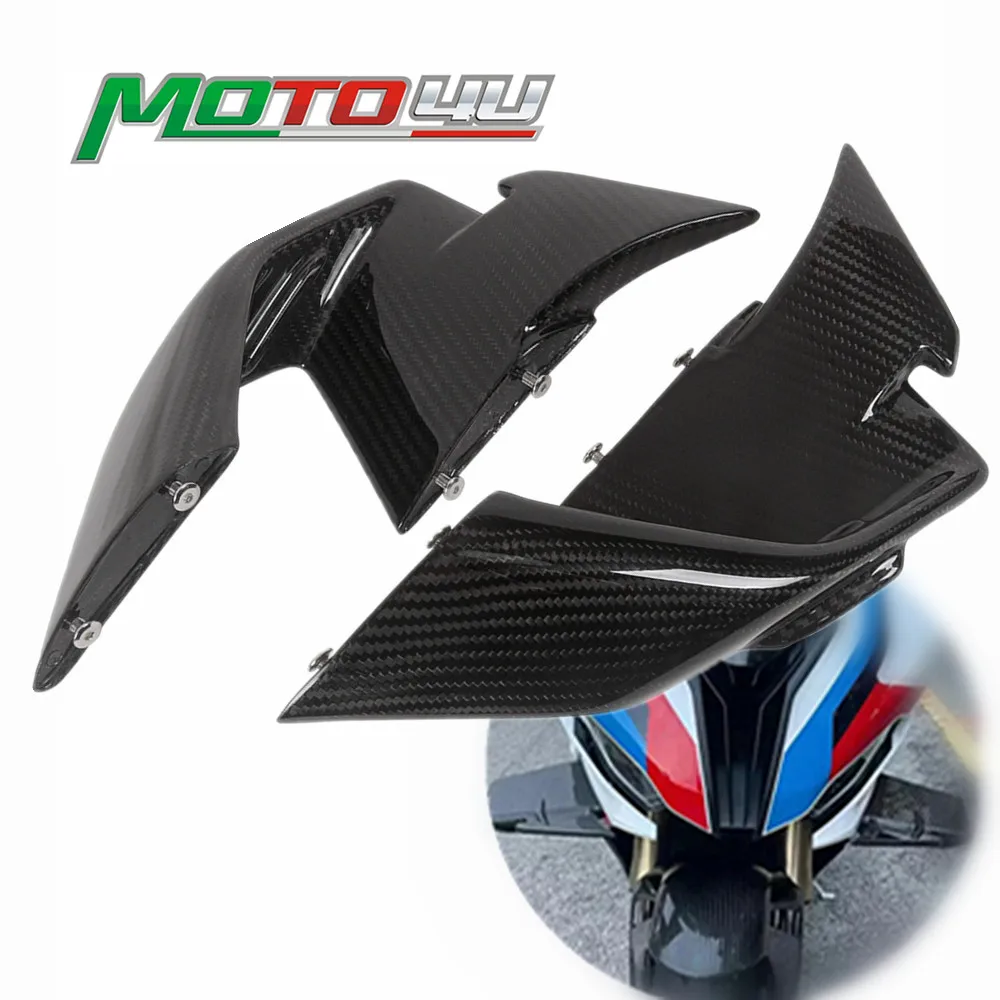 MOTO4U For BMW S1000RR M1000RR 2023 2024 100% Carbon Fiber Front Spoiler Fixed Wind Winglets Motorcycle Modification Fairing