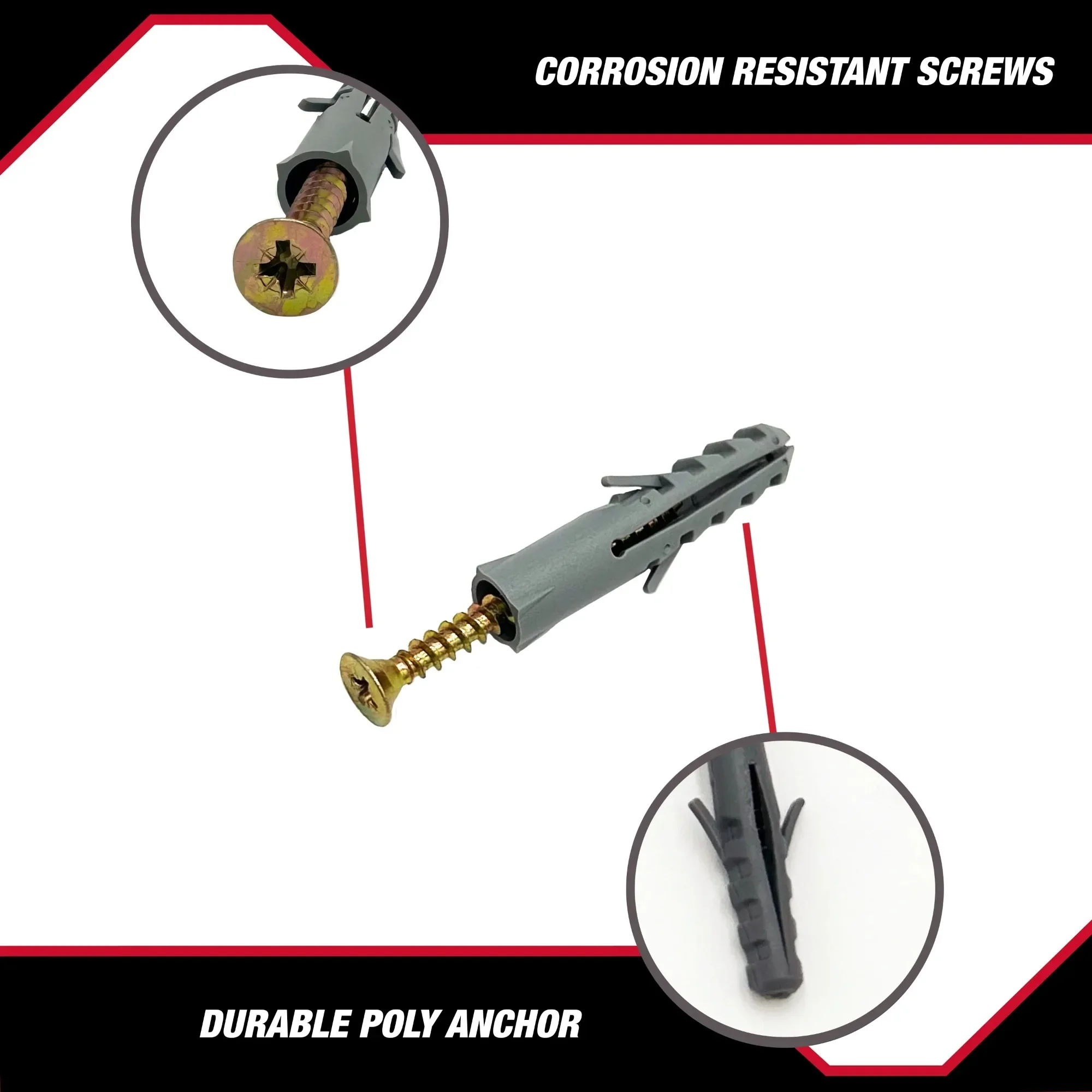 Hyper Tough 182-Piece 1-Inch, Multi-Size, Zinc Plated Winged Anchor dan Screw Kit dengan Clear Storage Case, 5511
