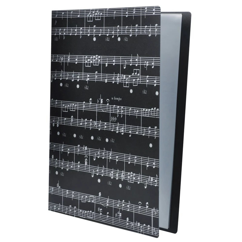 1 PCS Music Sheet File Paper Storage Folder Documents Holder Blank Sheet Files Plastic A4 Size 40 Pockets (Music Sheet Black)