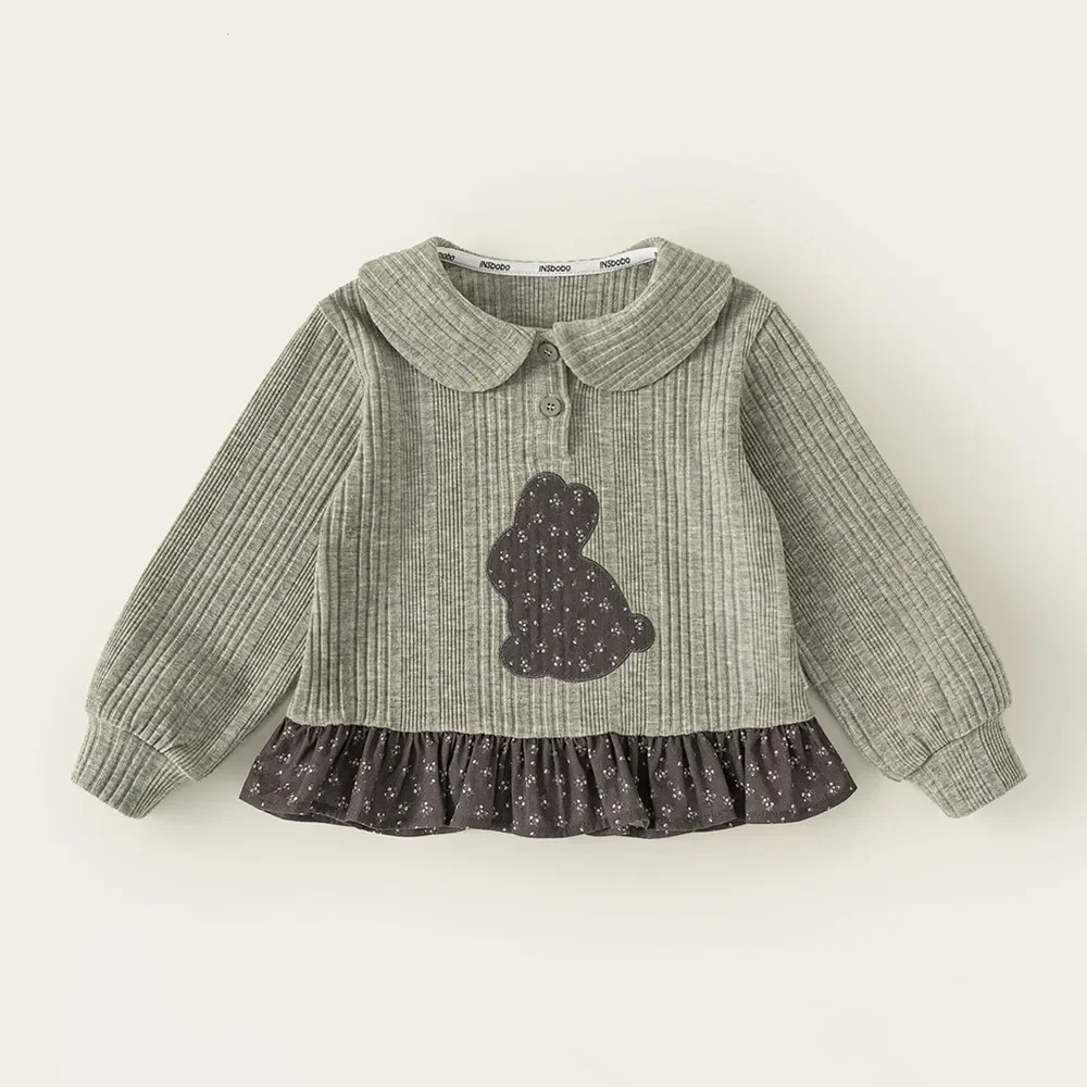 Children's Clothing kids tops Autumn countryside style girls' top Cartoon bunny pattern long sleeved T-shirt