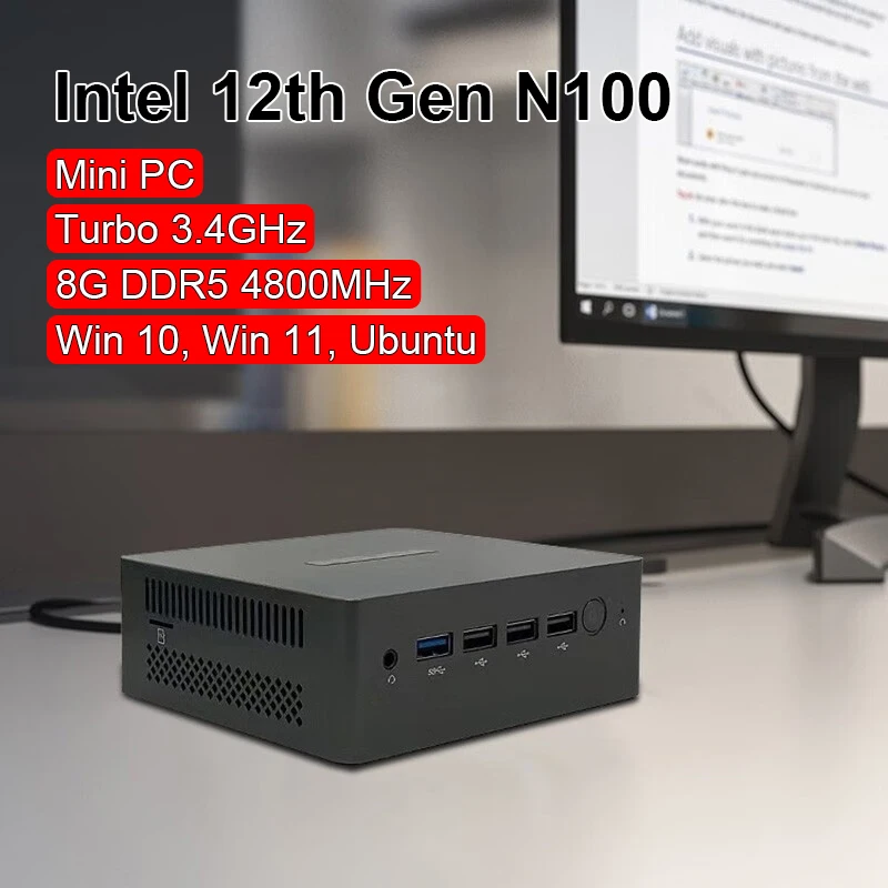 

SZYIYUN Mini PC Intel 12th Gen N100 LPDDR5 8GB RAM Pocket Desktop Host Gaming Computer Windows 10 11 Ubuntu WiFi 4800MHz 4K HDMI