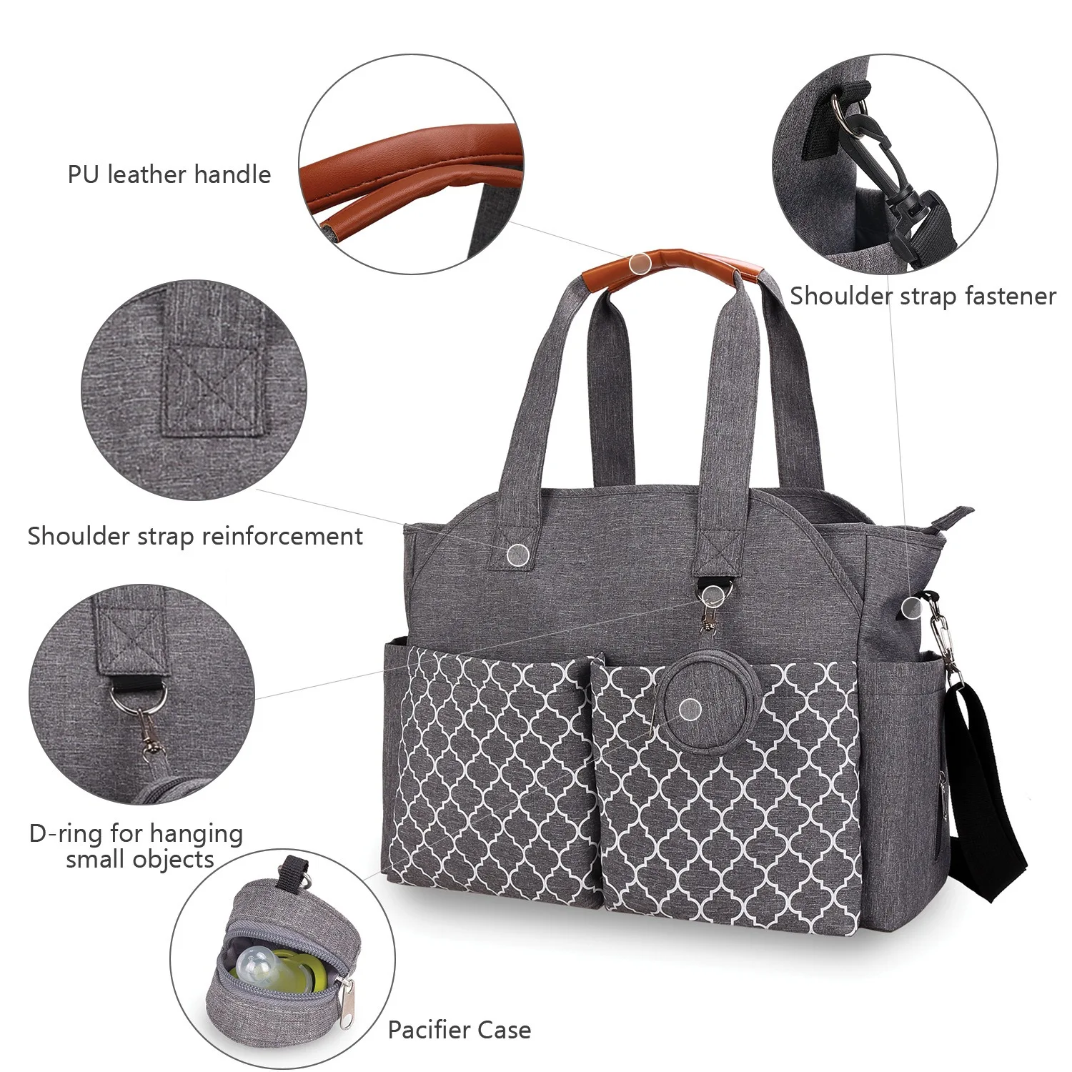 

Travel Lady Hand-held Bags Geometric Print Mommy Pack Go Out Single Shoulder Package Convenient with Pacifier Multi-functional
