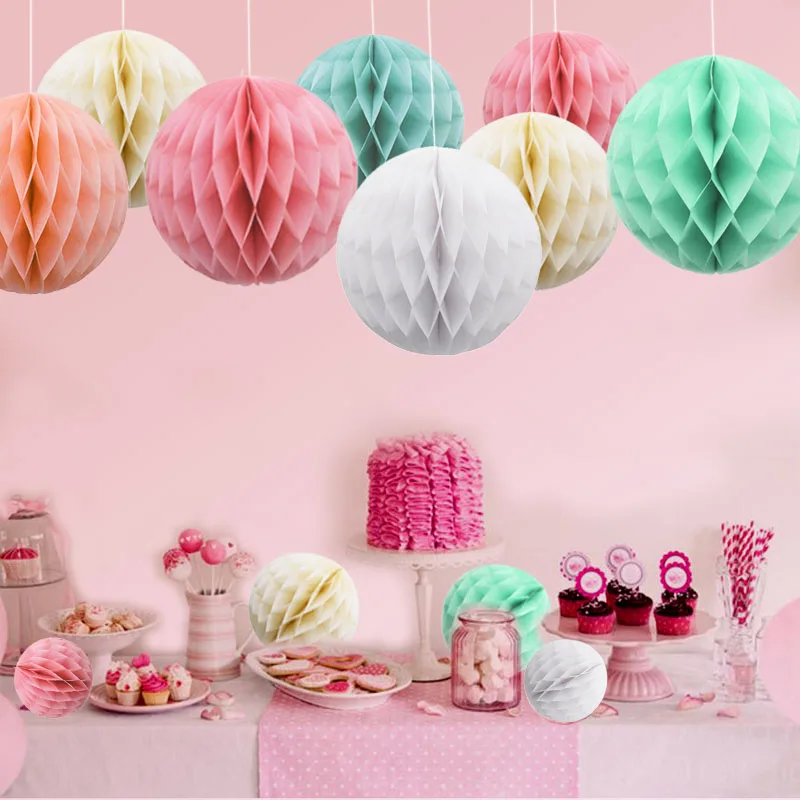 5 sztuk/partia 10/15cm papier dekoracyjny kulka o strukturze plastra miodu pastelowy kwiat ślub dekoracja urodzinowa dla dzieci Baby Shower Supplies8Z