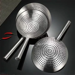 Thickened 304 Stainless Steel Colander with Long Handle Large Creative Oil Flour Noodle Dumplings Sieve Skimmer Scoop Kitchen To