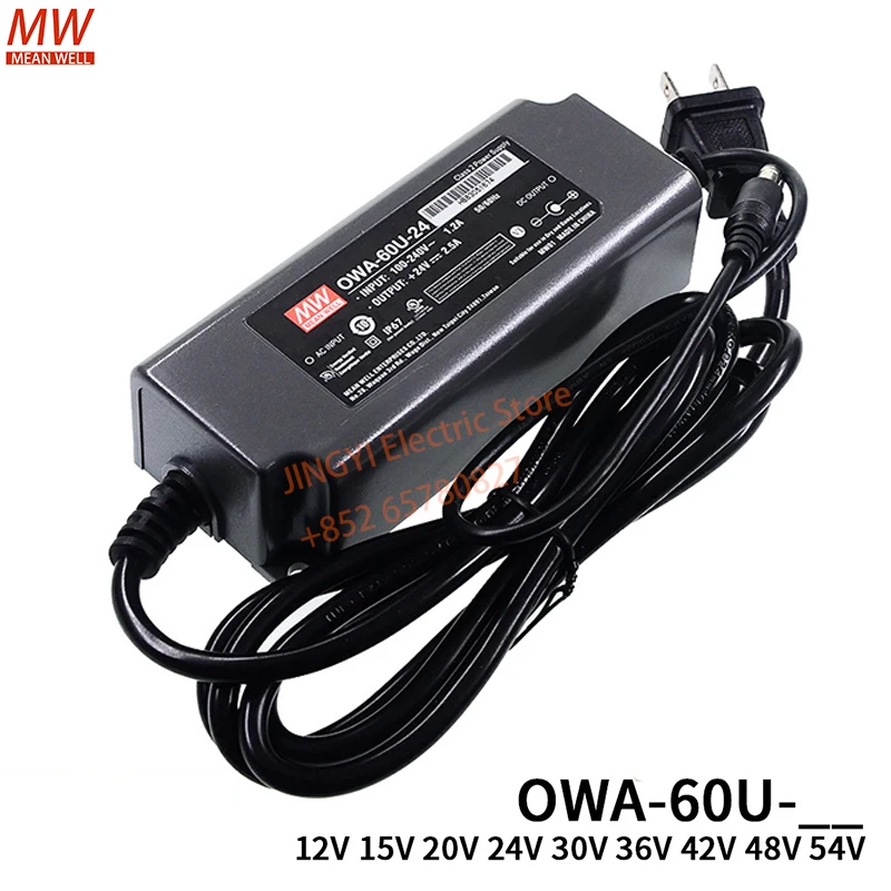 

MEAN WELL Power Supply Original 60W Single Output Moistureproof Adaptor OWA-60U-12 OWA-60U-48 OWA-60U-15 20 24 30 36 42 54