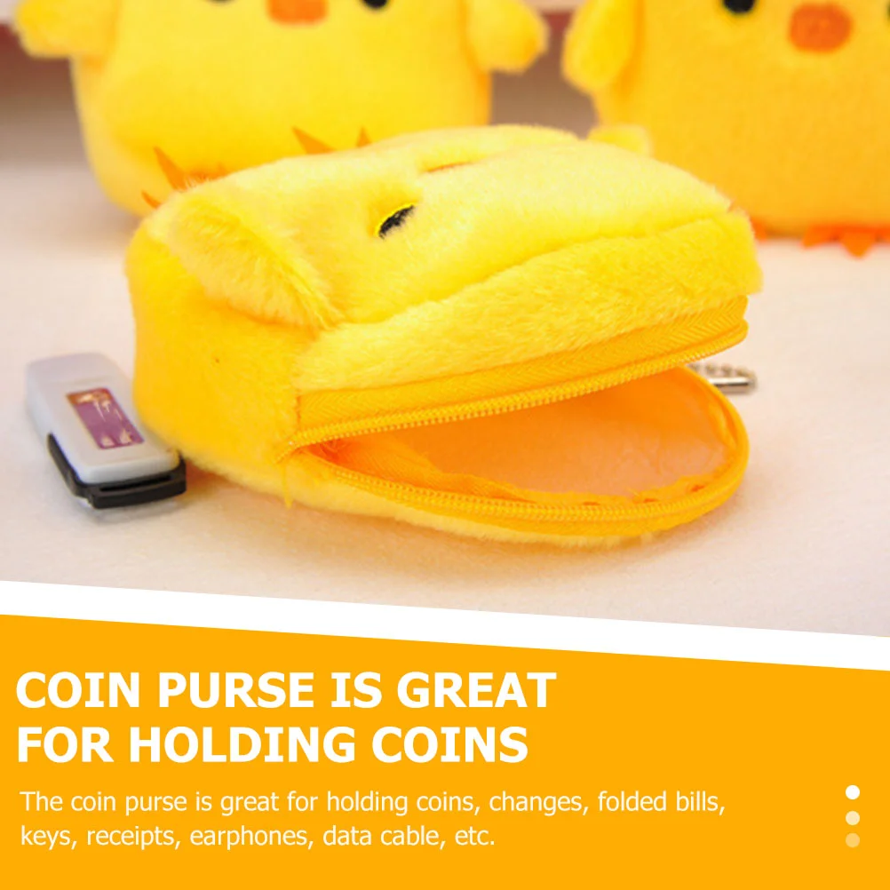 6 Pcs Cute Plush Keychain Yellow Chicken Coin Purse Shape Miss Bunny Stuffed Animal