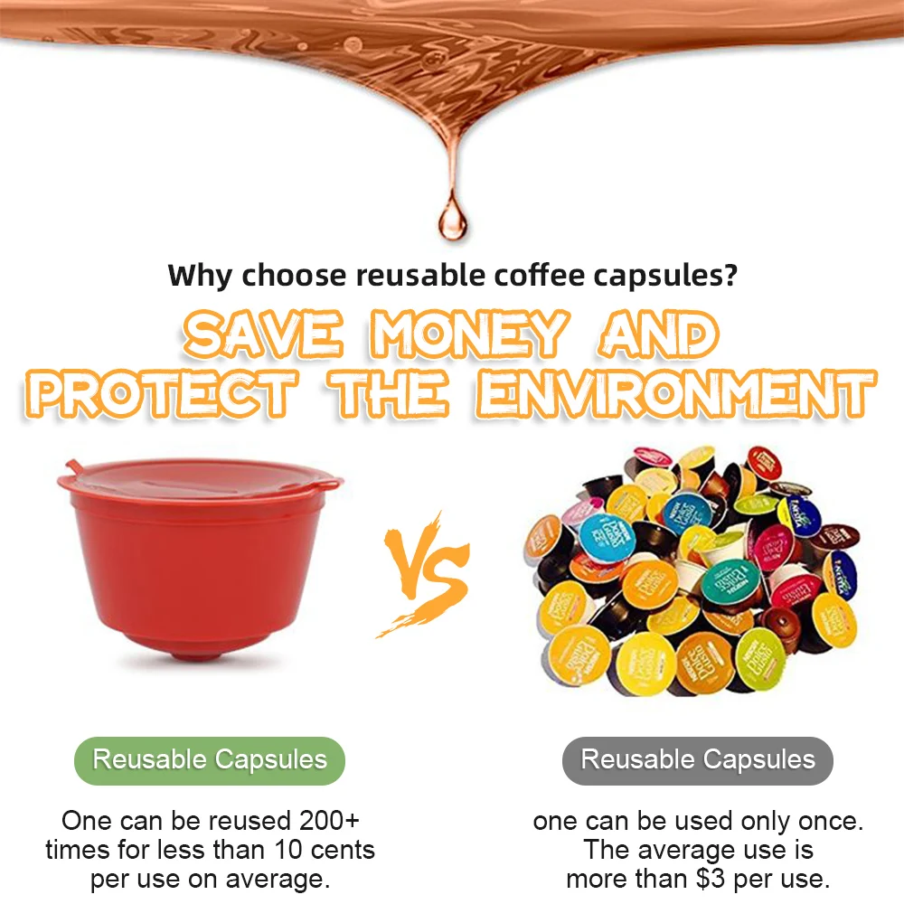 Reusable Coffee Capsule Filter Cup For Nescafe Dolce Gusto Refillable Caps Spoon Coffee Strainer Tea Basket Kitchen Accessory