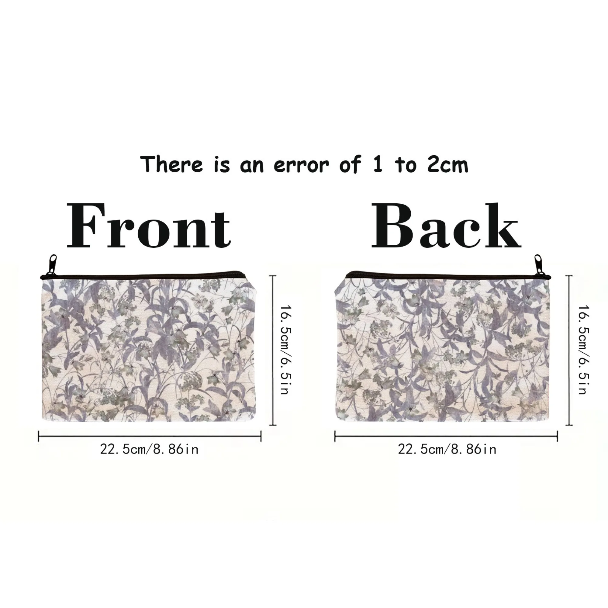 حقيبة مستحضرات التجميل الأنيقة ذات الأزهار الرجعية باللون الرمادي والأرجواني مع لهجات مطبوعة بنمط الأزهار المخملية، إحياء نعمة عتيقة في تخزين الجمال