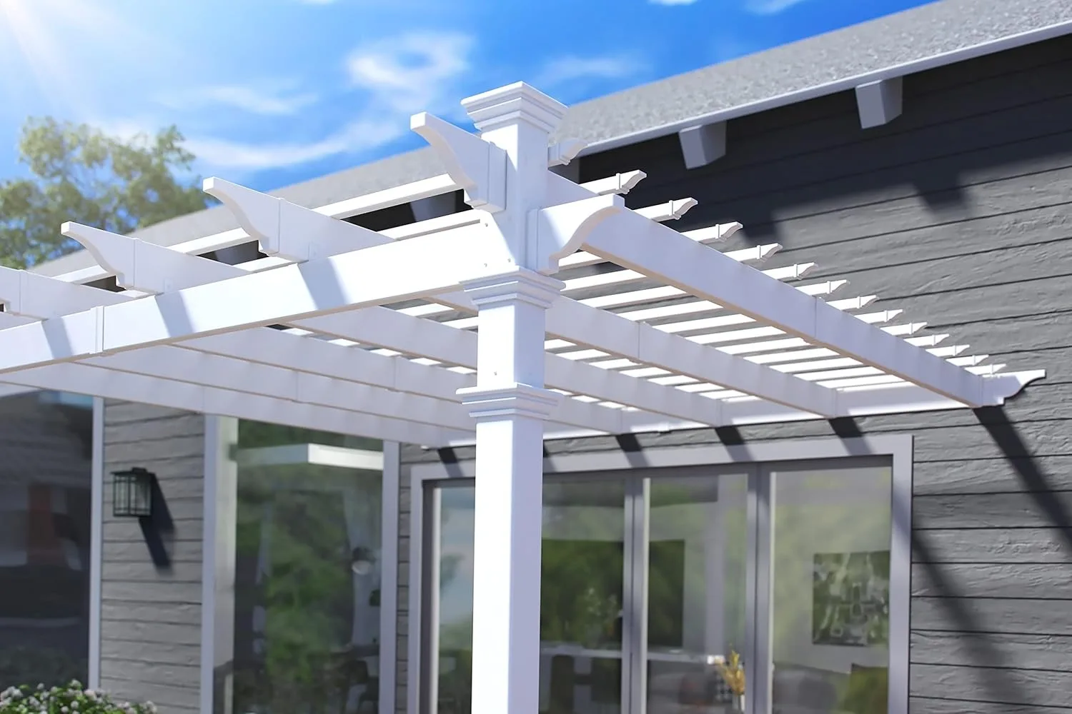 Arbors Freemont 12' X 12' Attached Vinyl Pergola Crafted From Durable BPA/phthalate-free Vinyl Easy To Maintain and Clean