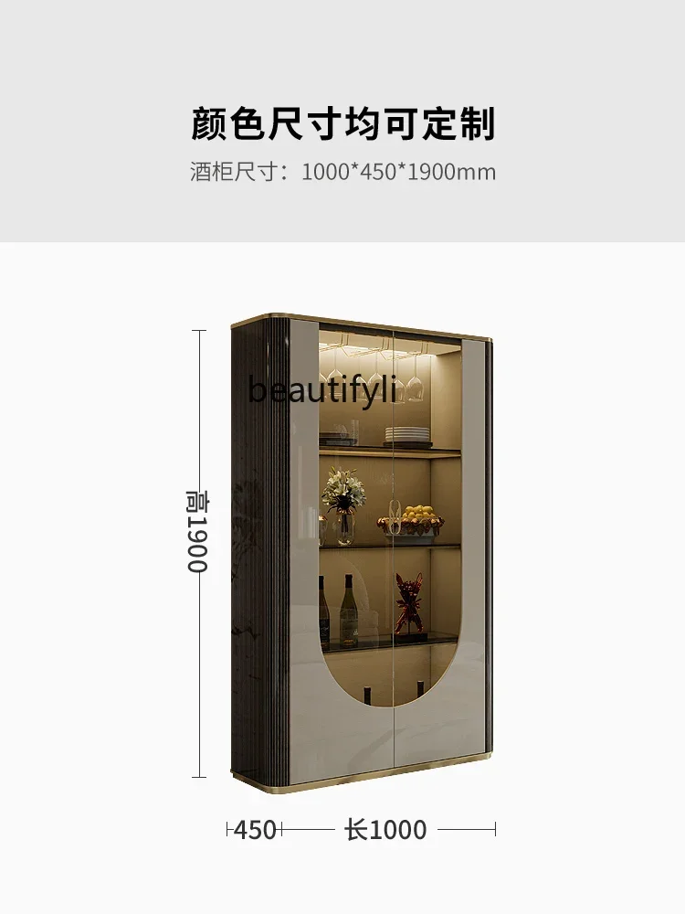 

Light Luxury Glass Wine Cabinet Wall Wine Cabinet Restaurant Locker Simple Italian Post-Modern High-End Paint Bookcase