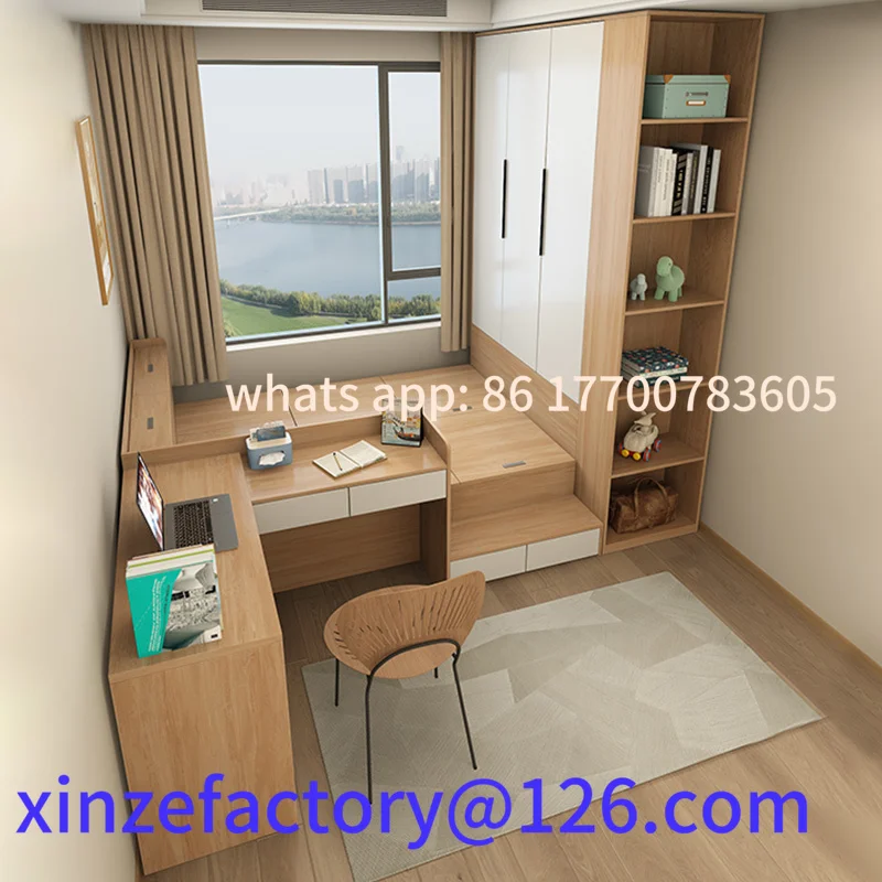 

Customizable small apartment high box tatami with desk bed wardrobe integrated