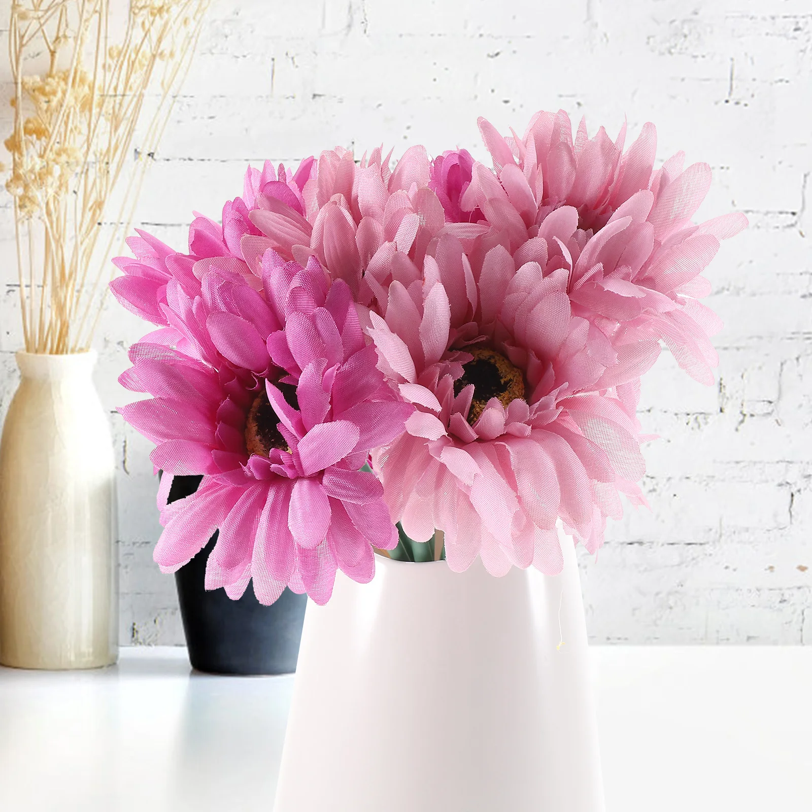 

7pcs Artificial Gerbera Flowers European Style Wedding Decoration Uv Resistant Bendable Stem Long Lasting Adornments For Home