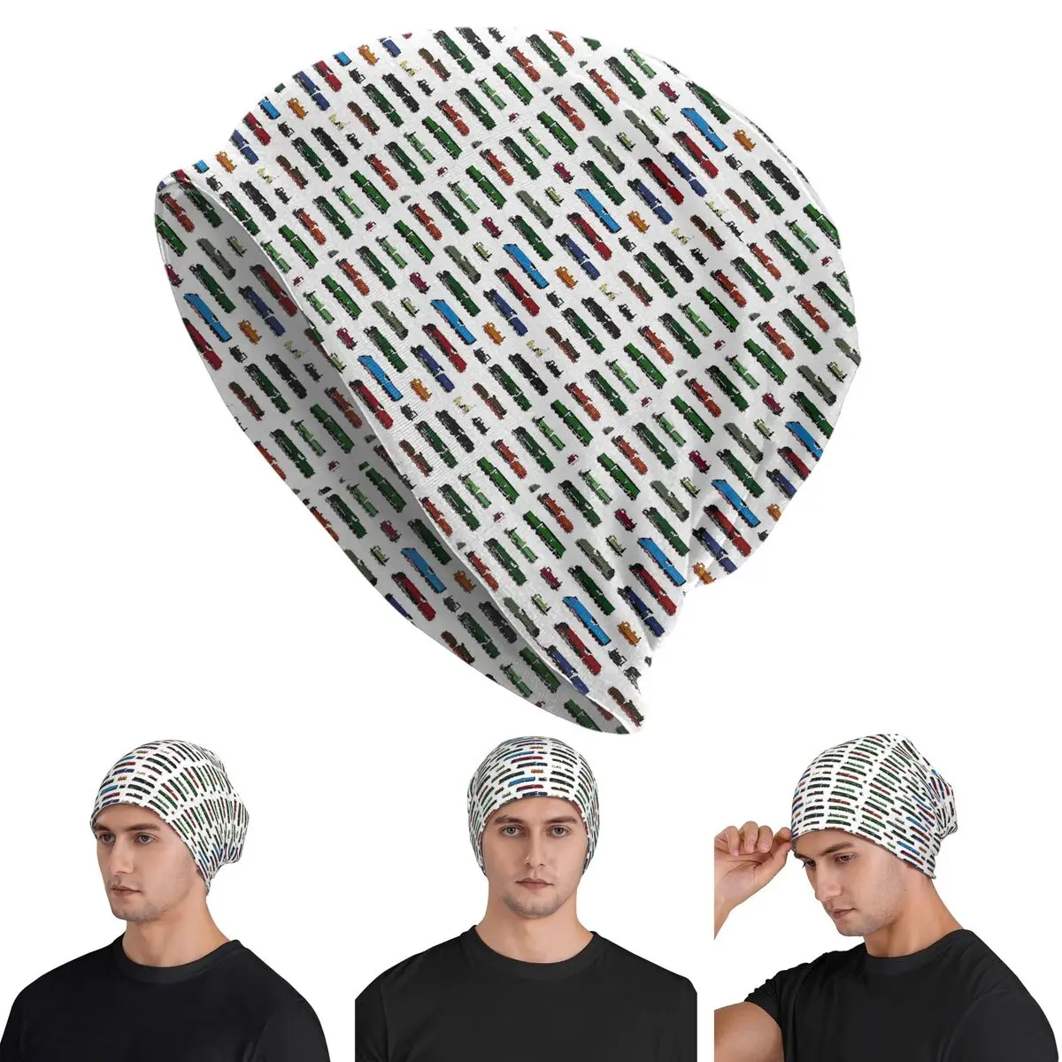 Iconic British Steam Trains Warm Knitted Cap Hip Hop Bonnet Hat Autumn Winter Outdoor Beanies Hats for Unisex Adult