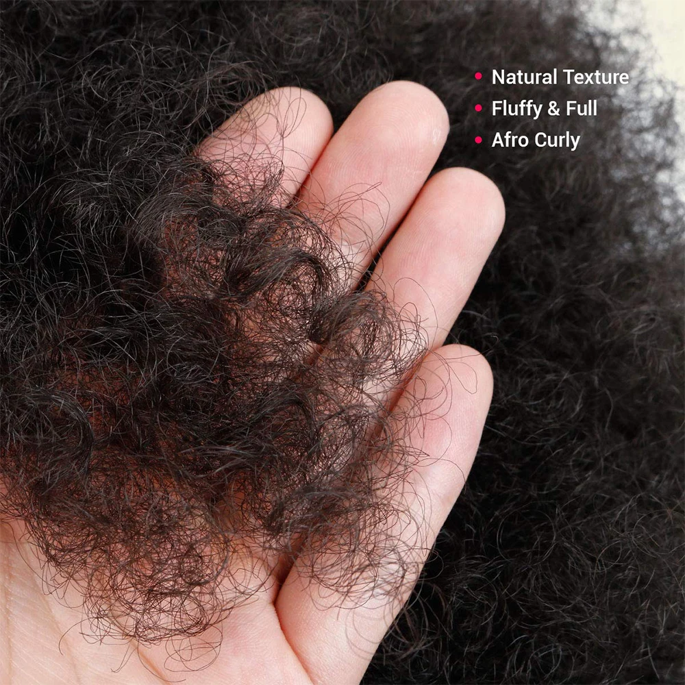 Extensión de cola de caballo Afro Puff con cordón para mujeres negras, moño de pelo rizado esponjoso, Extra grande, sintético, 10 pulgadas