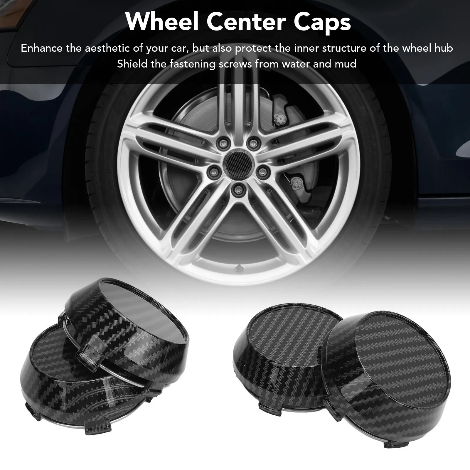 

4 Pcs 60mm Carbon Fiber Look Wheel Center Cap Replacement for Alloy Wheels Style Tyre Rim Hub Cover Universal Fit for Vehicle
